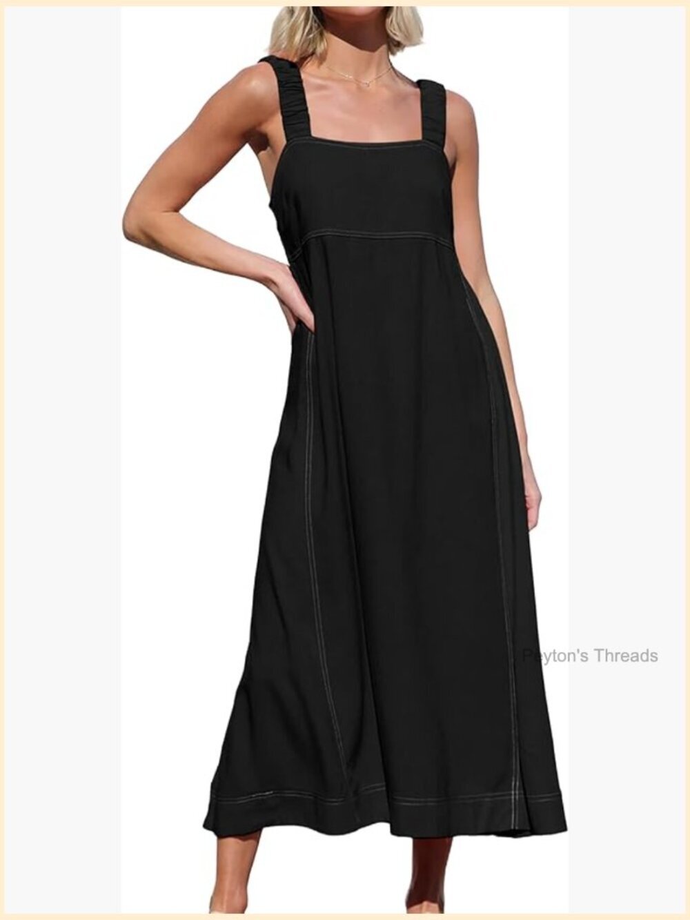 Square Neck Spaghetti Strap Sleeveless Midi Dress Vacation Beach